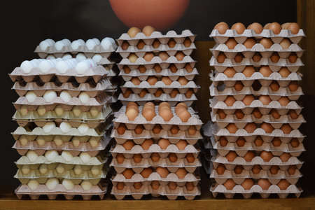 Eggs, lots of brown and white eggs