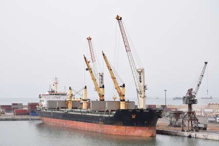 Cargo ship in the harbor of Agadir, Morocco
