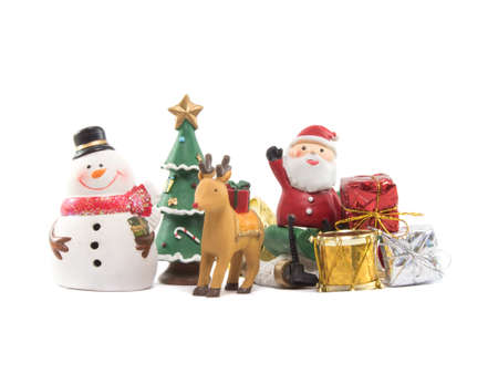 santa snowman reindeer celebration isolatedの写真素材