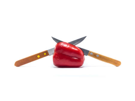 Bell pepper is ingredient in a healthy diet on white backgroundの写真素材