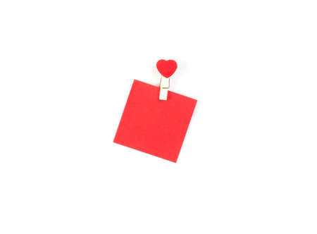 Top view Memo sticks red notes on white background, Concept love in officeの写真素材