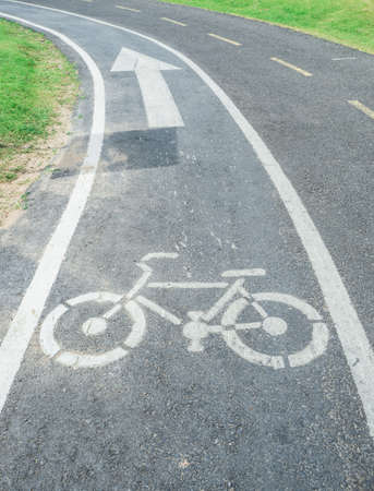 bicycle sign path on the road, bikes lane in the park