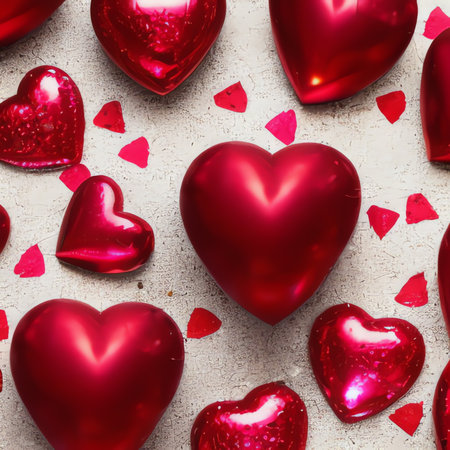 valentine's day background, deep red color, heart shapes, romance