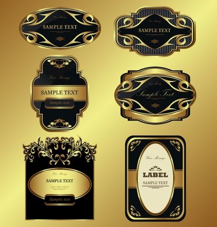 Gold-framed labels vector set のイラスト素材