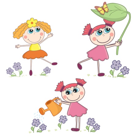 Cartoon girls setのイラスト素材
