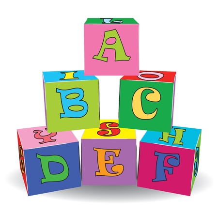 Colorful letter cubes toys  Vector illustrationのイラスト素材
