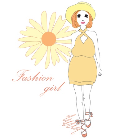 Beautiful stylish fashion girlのイラスト素材