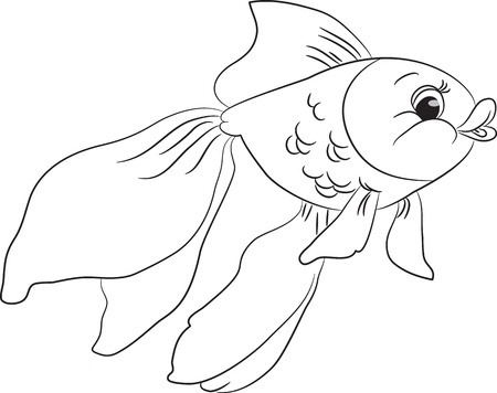 Outlined cute cartoon goldfish. Vector illustration.のイラスト素材
