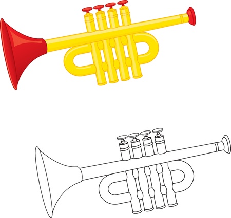 Trumpet toy. Coloring book. Vectorのイラスト素材
