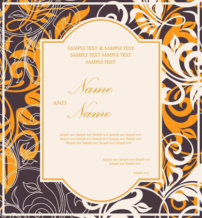 Wedding invitation vintage card with floral elements.のイラスト素材