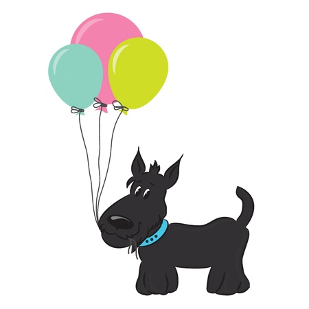 Cute cartoon dog with balloons  Vector illustrationのイラスト素材