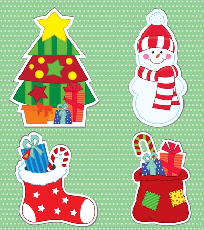 Christmas stickers  illustrationのイラスト素材
