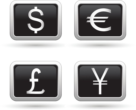 Dollar, euro, yen and pound icons  Vector illustrationのイラスト素材