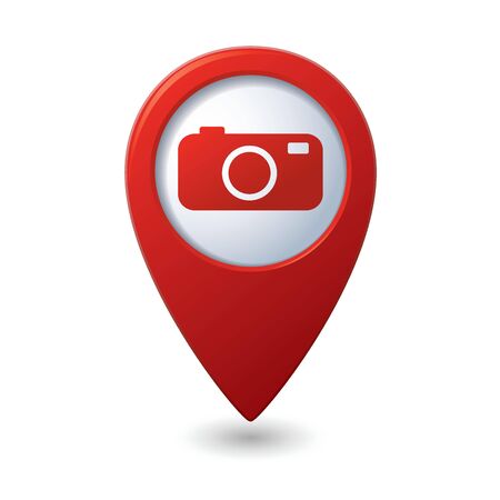 Map pointer with camera icon  Vector illustrationのイラスト素材