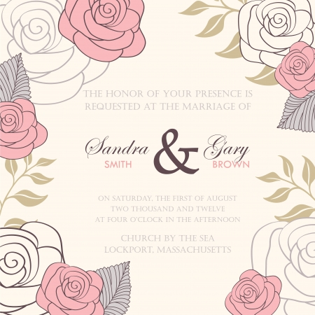 Wedding invitation with abstract floral backgroundのイラスト素材