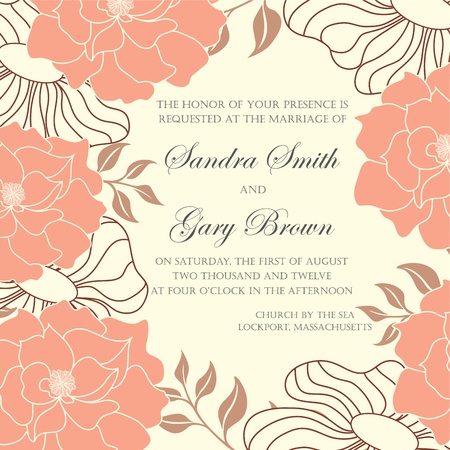 Wedding invitation with abstract floral backgroundのイラスト素材