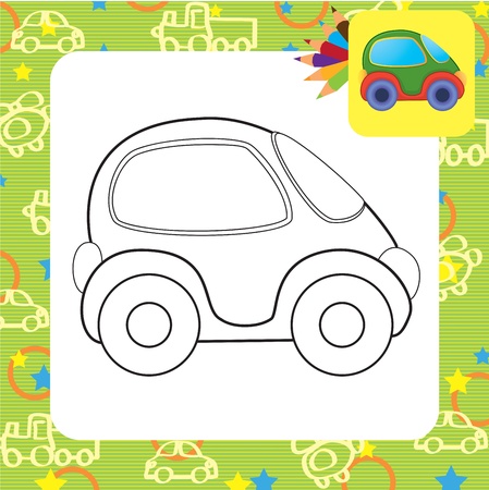 Vector toy car  Coloring pageのイラスト素材