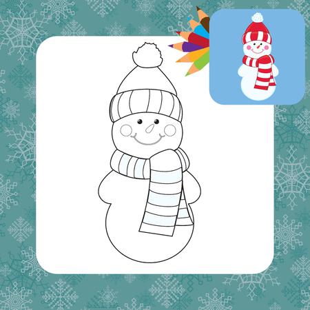 Cartoon snowman  Coloring pageのイラスト素材