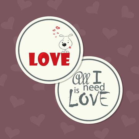 The cute round double-sided card for Valentine s Day, the backgroundのイラスト素材