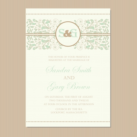 Wedding invitation card or announcement with beautiful floral ornamentのイラスト素材