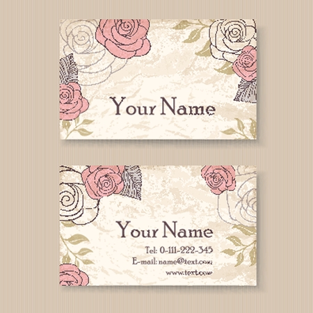 Vintage floral business card template with rosesのイラスト素材