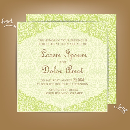 Wedding invitation or announcement card with beautiful floral background.のイラスト素材