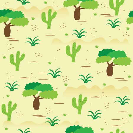 African savanna landscape seamless pattern.のイラスト素材