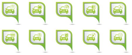 Car service. Set of green map pointers.のイラスト素材