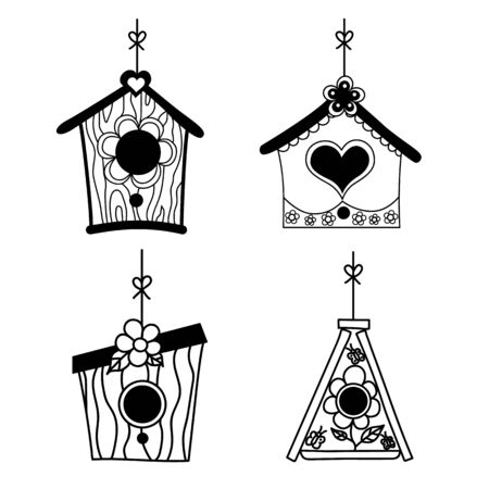 Set of bird's nesting boxes.のイラスト素材
