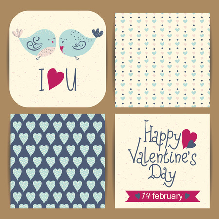 Set of happy valentine's day cards with heartsのイラスト素材