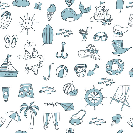 Summer seamless pattern. Vector illustrationのイラスト素材