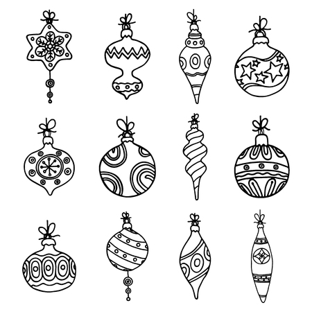Christmas balls set isolated on white backgroundのイラスト素材
