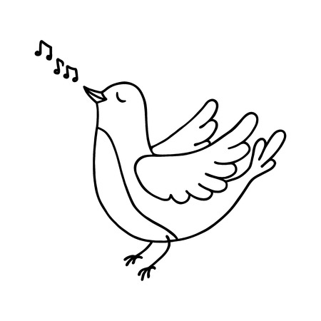 Cute bird singing.のイラスト素材