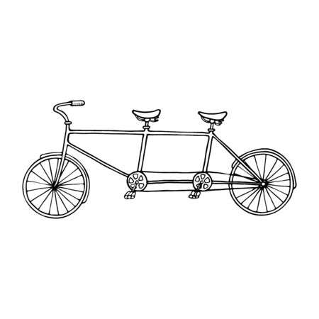 Illustration of tandem bicycle over white backgroundのイラスト素材