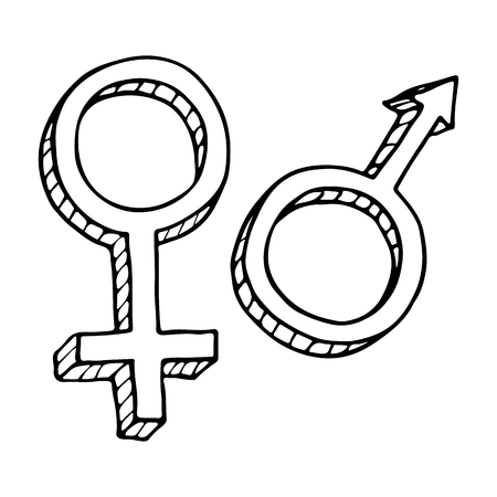 Male and female sex symbol on white backgroundのイラスト素材