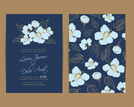 Wedding Invitation. Floral Background.Vintage Styleのイラスト素材