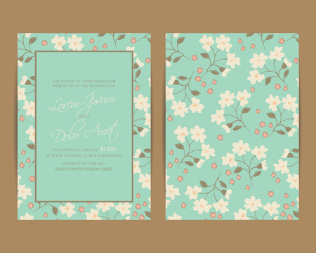 Wedding invitation and save the date cards. Also can be used as greeting cards, birthday cards or party invitations.のイラスト素材