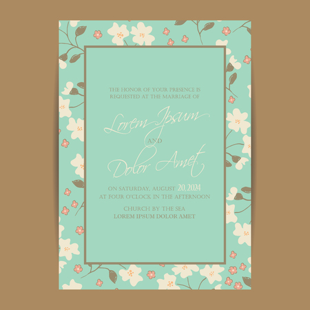 Wedding invitation and save the date cards. Also can be used as greeting cards, birthday cards or party invitations.のイラスト素材