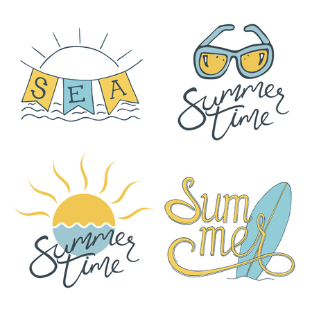 Summer. Set of Logo design for banner, poster, cover, brochure.のイラスト素材