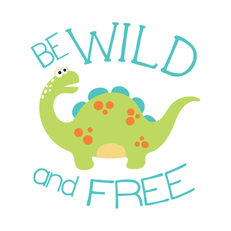 Cute dino illustration. Be wild and freeのイラスト素材