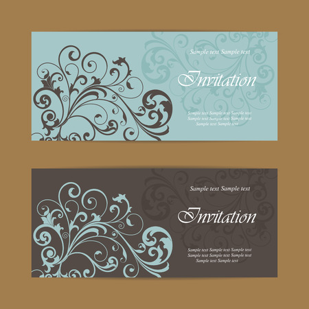 Wedding invitation or announcement card with floral backgroundのイラスト素材