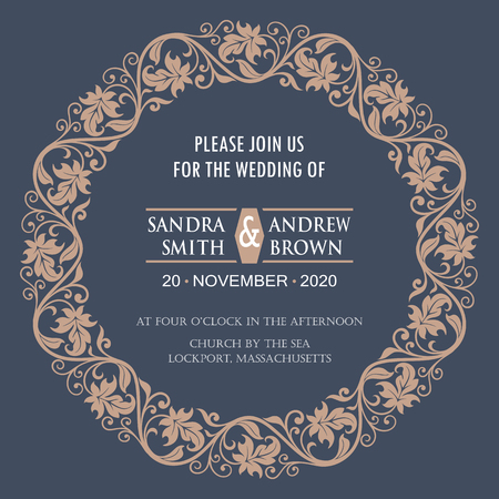 Wedding invitation or announcement card with floral backgroundのイラスト素材