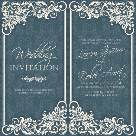Wedding invitation and save the date cards. Also can be used as greeting cards, birthday cards or party invitations.のイラスト素材