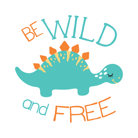 Cute dino illustration. Be wild and freeのイラスト素材