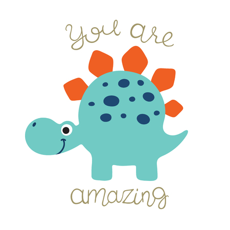 Cute cartoon dino illustration. You are amazingのイラスト素材