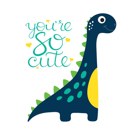 Cute cartoon dino illustration. You are so cuteのイラスト素材