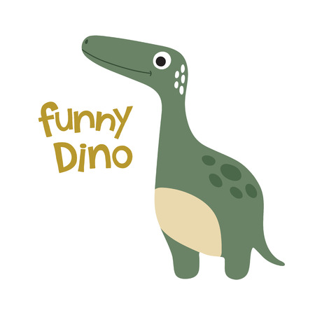 Cute cartoon dino vector illustration. Funny dinoのイラスト素材
