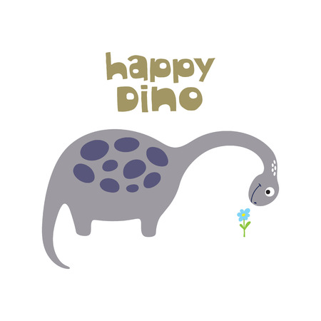 Cute cartoon dino vector  illustration. Happy dinoのイラスト素材