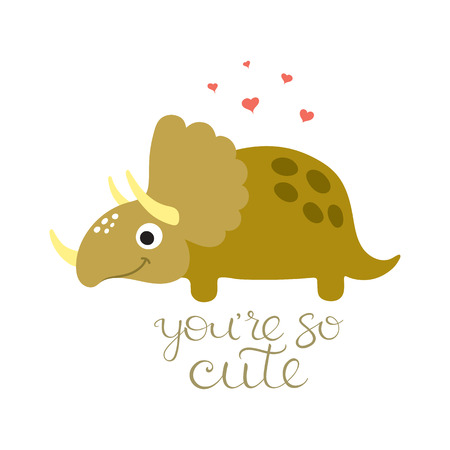 Cute cartoon dino illustration. Be wild and freeのイラスト素材