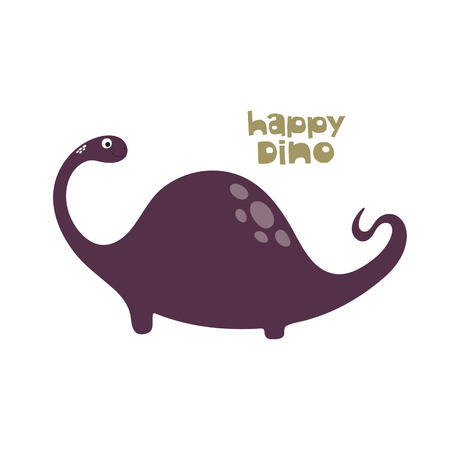 Cute cartoon dino vector illustration. Happy dinoのイラスト素材